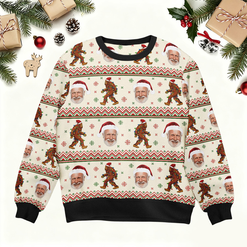 Bigfoot Custom Photo - Personalized Ugly Christmas Sweater