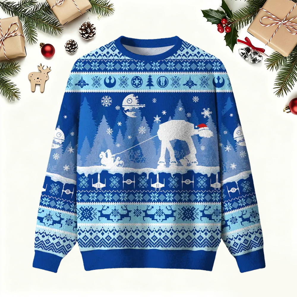 AT Snow Walker Christmas Ugly Christmas Fuzzy Fleece Sweatshirt