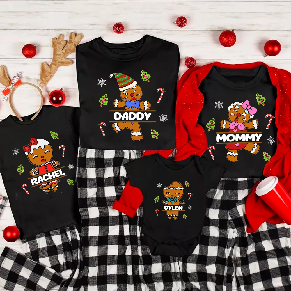 Christmas Gingerbread Man Family Matching T-Shirts