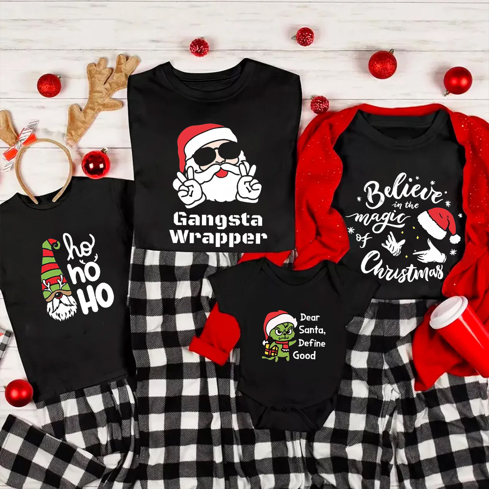 Personalized Joyful Holiday Christmas Family Matching T-Shirts