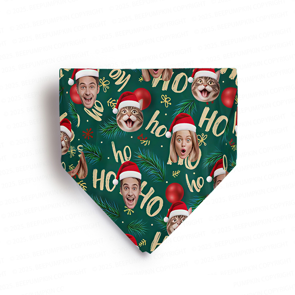 Personalized Photo HO HO HO Green Christmas Pajama Set