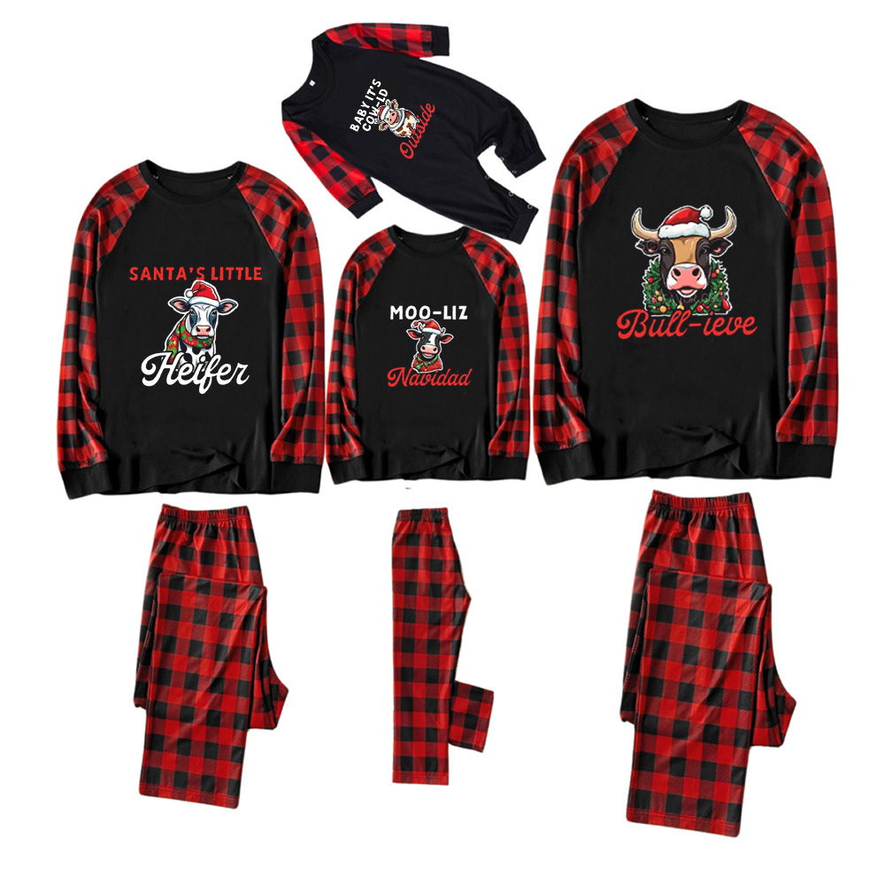 Personalized Christmas Cow Family Matching Pajama Set