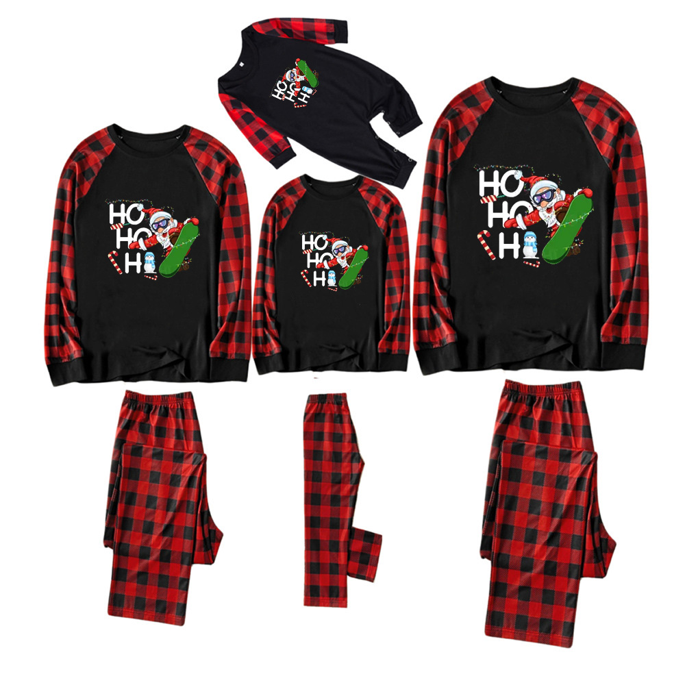 Hohoh Santa Claus Skiing Matching Pajamas For Family