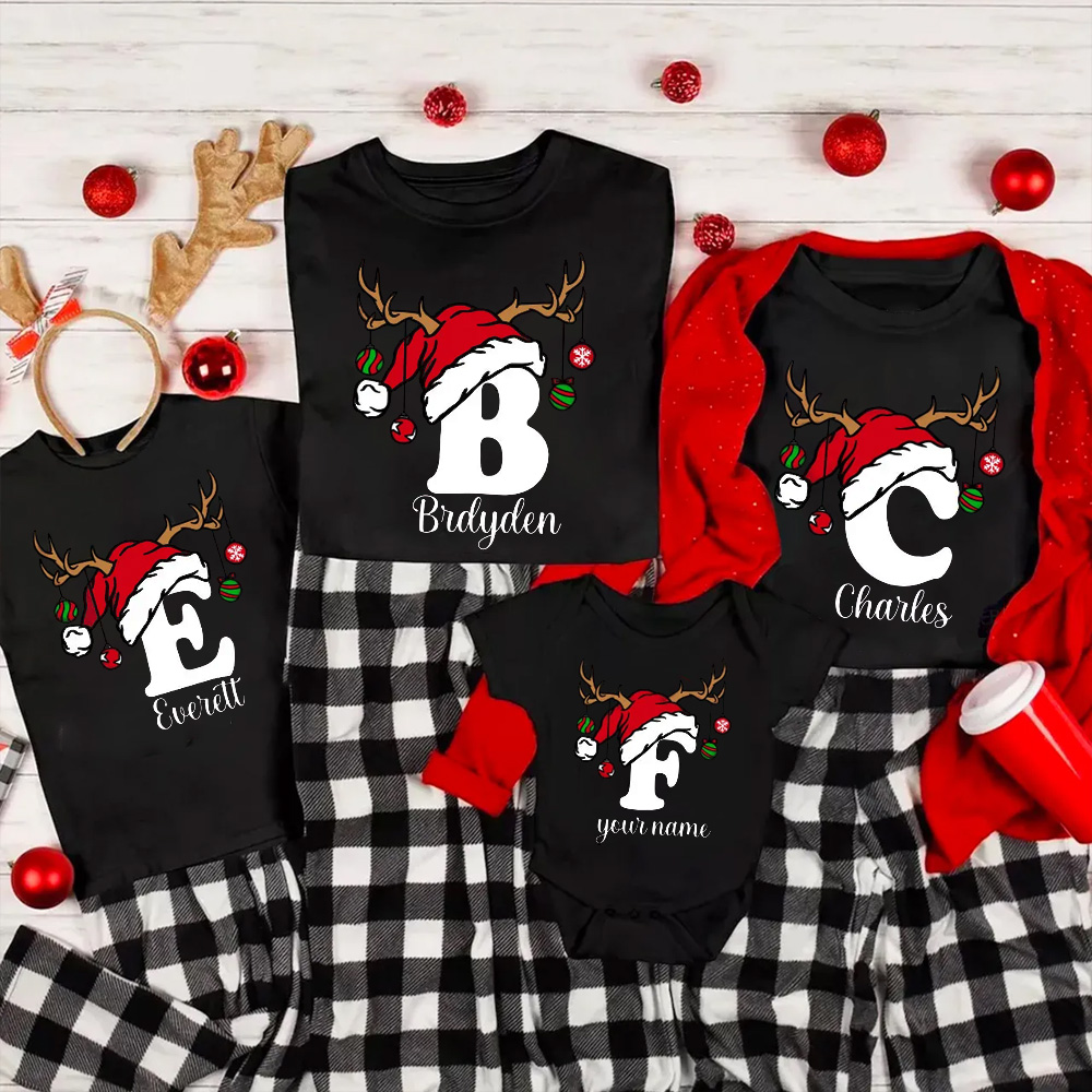 Personalized Christmas Alphabet Family Matching Shirts