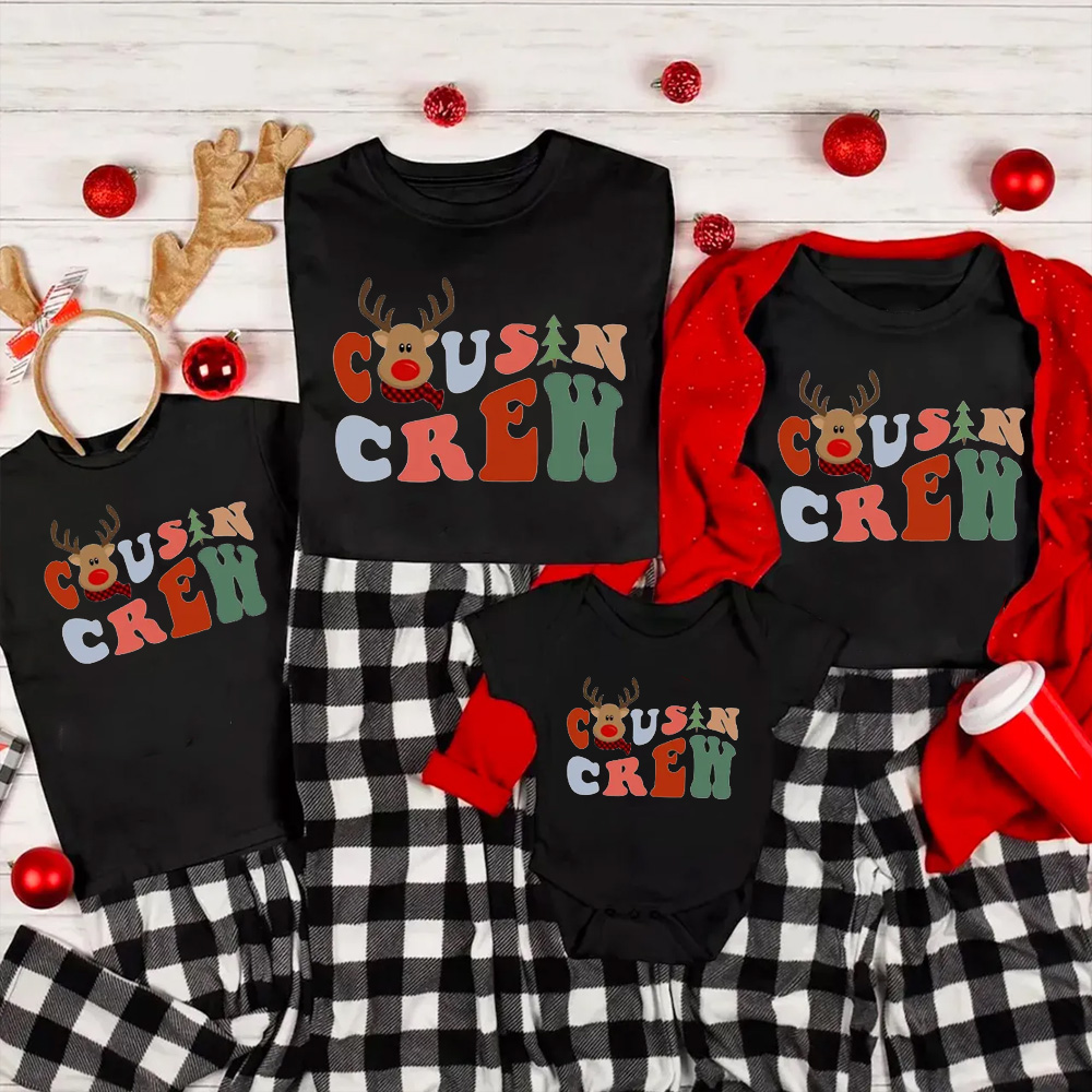 Retro Kids Cousin Crew Christmas Holiday Matching Shirt