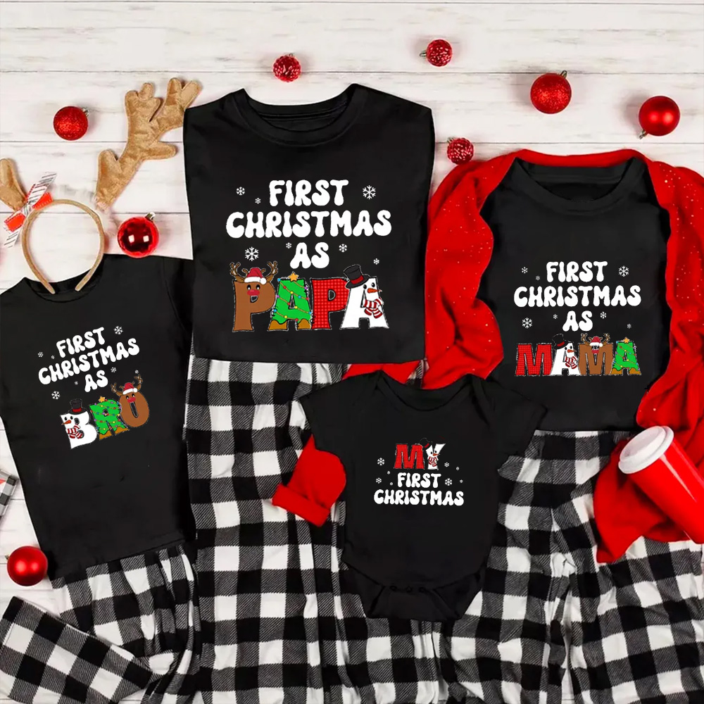 Personalized Bro It's My First Christmas Matching Family Shirt