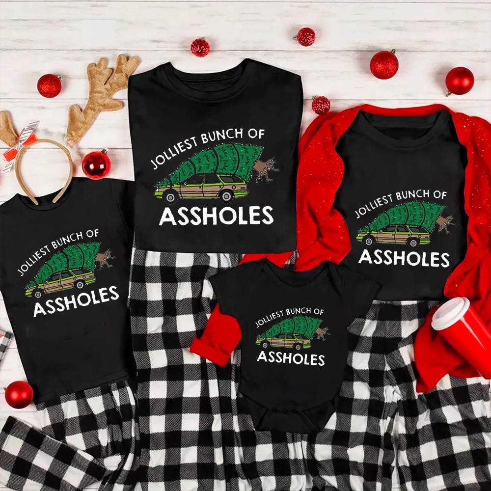Jolliest Bunch Of Assholes Christmas Family Matching Shirt