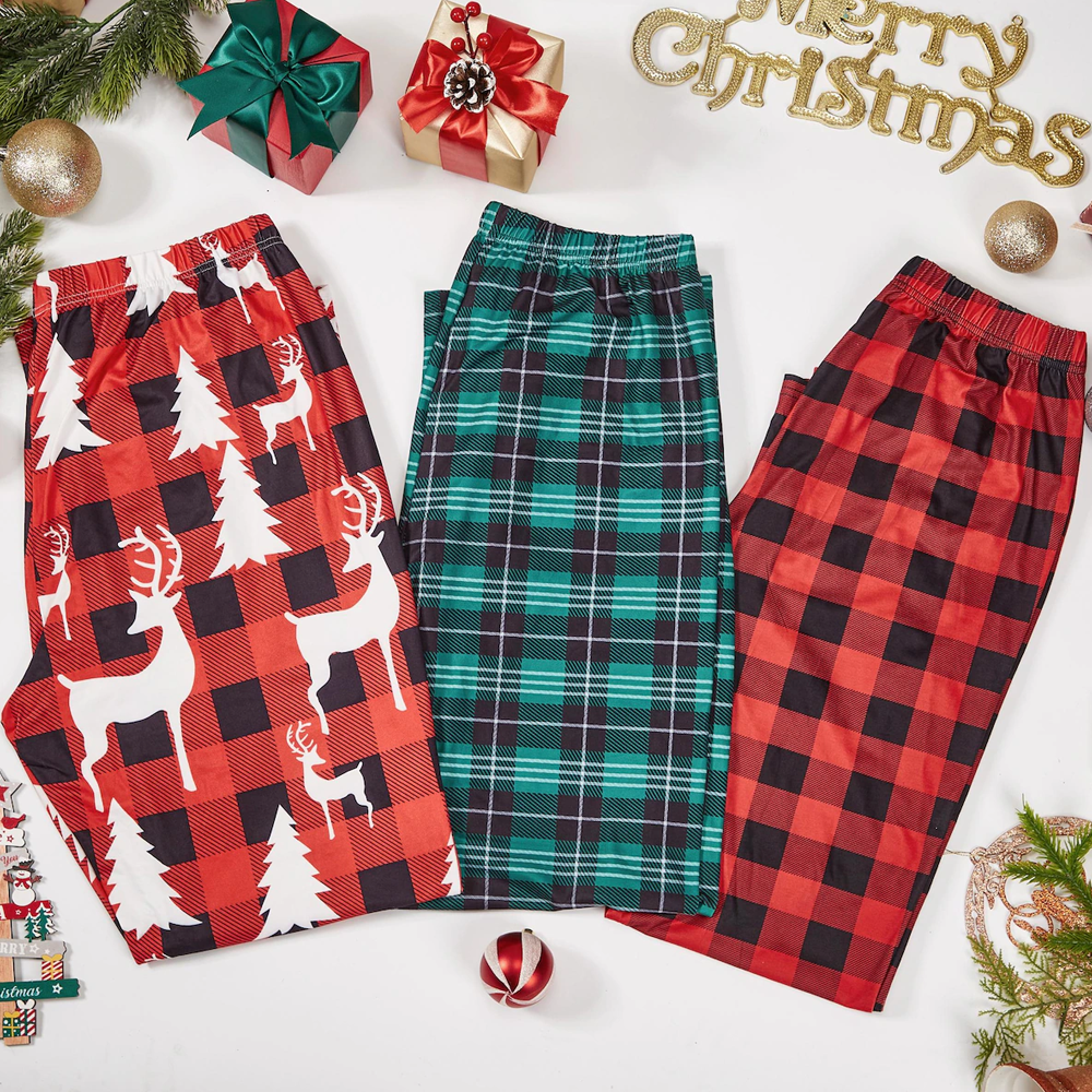 Full Size Christmas Plaid Family Matching Pajama Pants With Pockets
