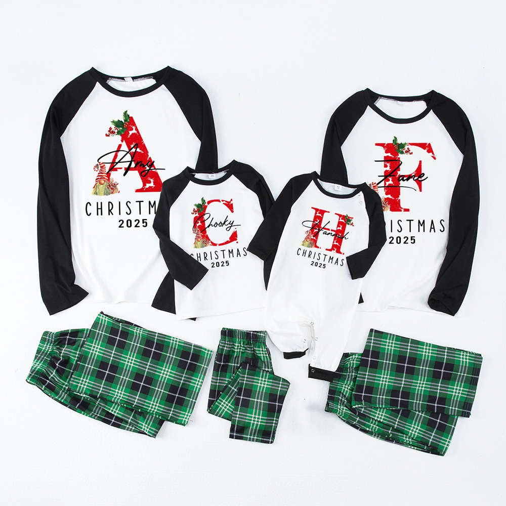 Personalized Monogrammed 2025 Family Christmas Gift Pajamas For Family