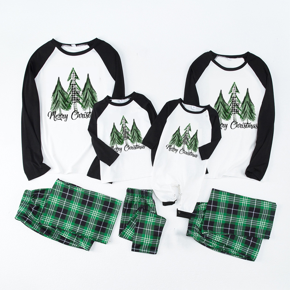 Merry Christmas Green Tree Family Matching Pajamas