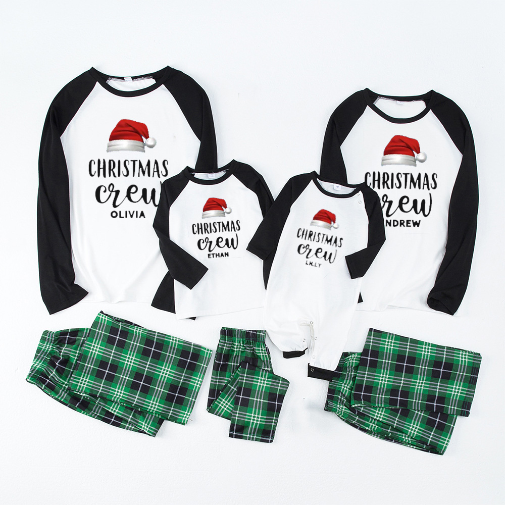Personalized Christmas Crew Hat Family Matching Blue Pajamas