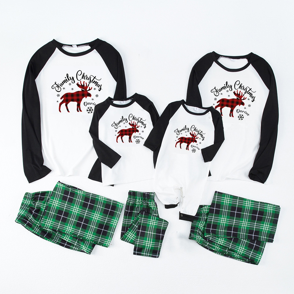 Family Christmas Moose Matching Pajamas For Family