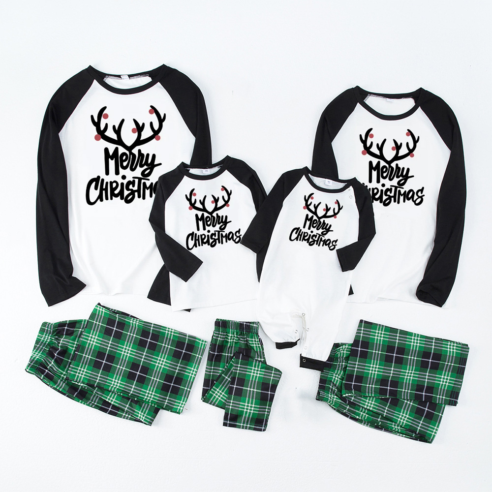 Black Antlers Christmas Family Matching Pajamas
