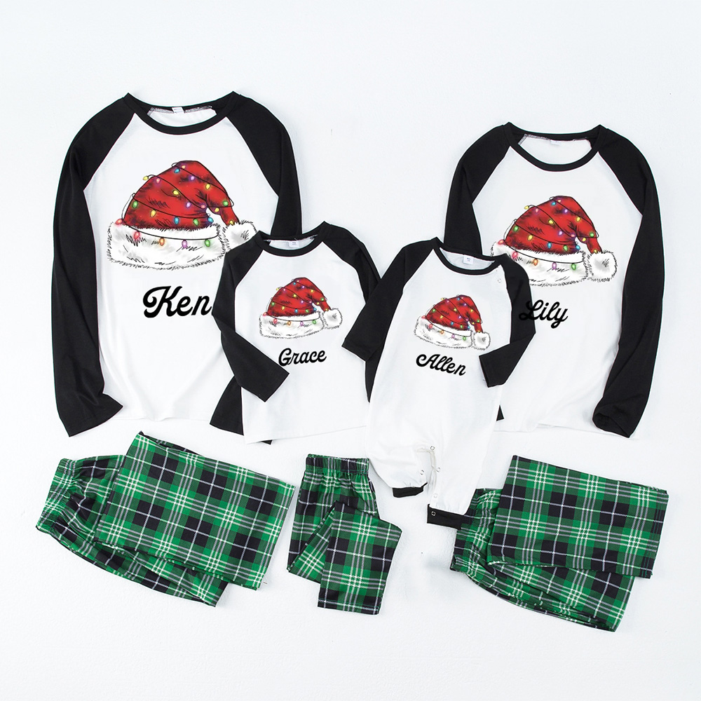 Personalized Merry Christmas Hat Family Matching Pajamas