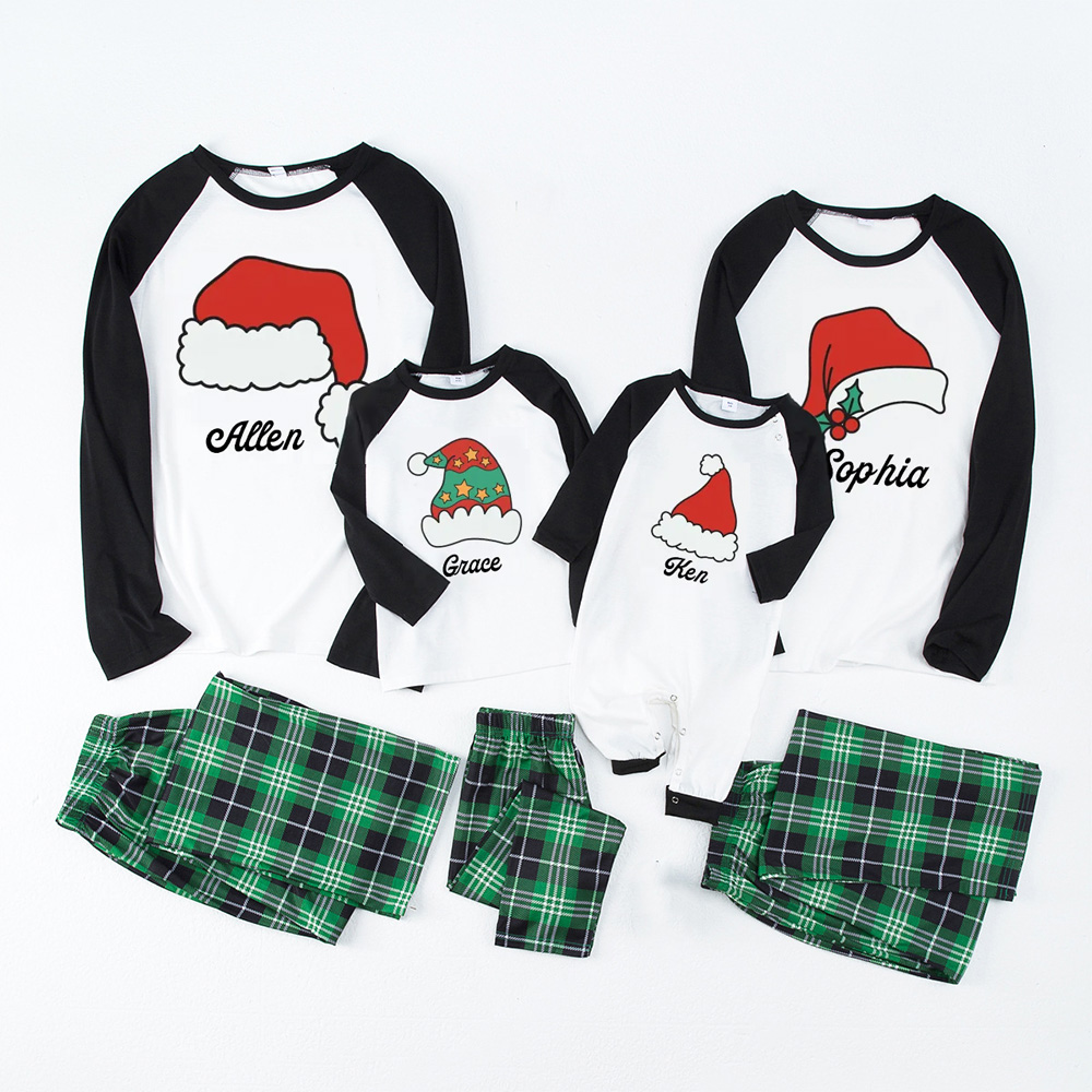 Personalized Santa Hat Christmas Family Matching Pajamas