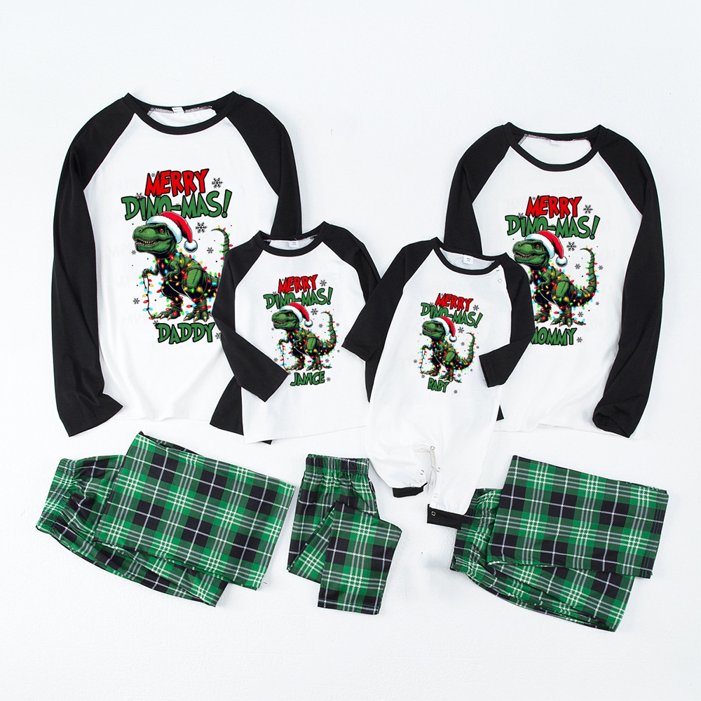 Personalized Christmas Dinosaur Family Matching Pajamas