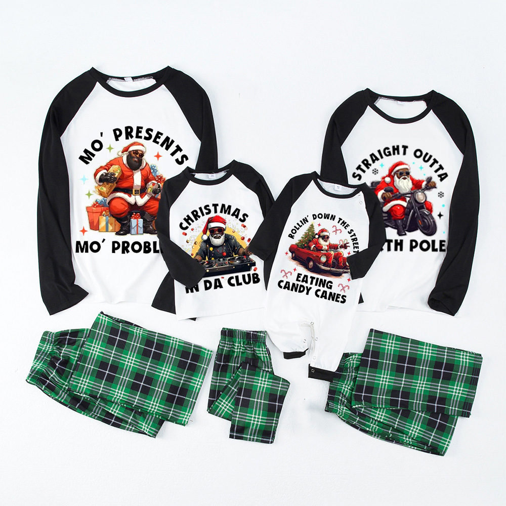 Black Santa Family Christmas Matching Pajamas