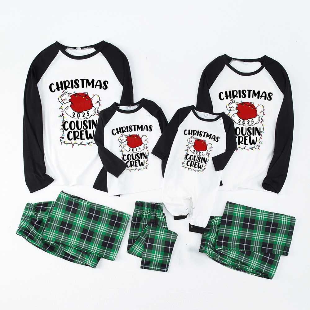 2025 Cousin Crew Santa Hat Christmas Matching Pajamas