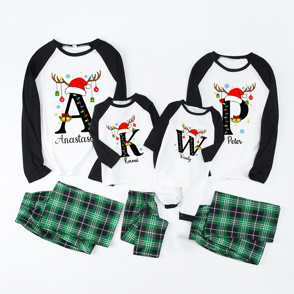 Personalized Alphabet Christmas Name Family Matching Pajamas