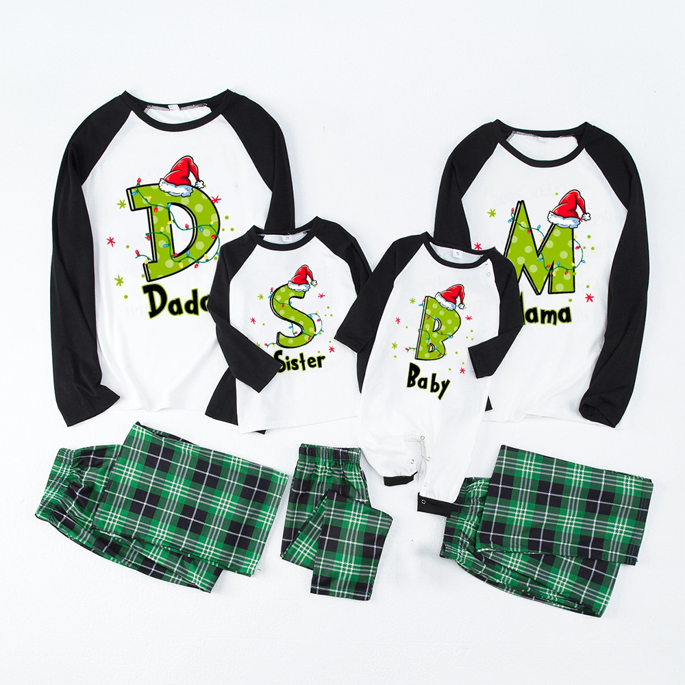 Personalized Festive Alphabet Fun Christmas Family Matching Pajamas