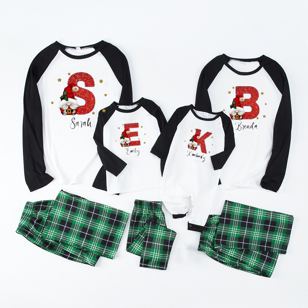 Personalized Christmas Red Name Family Matching Blue Pajamas