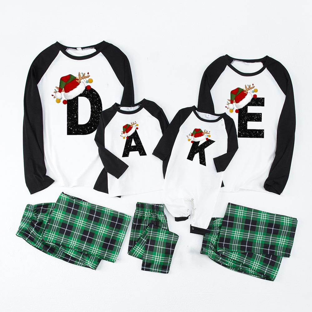 Personalized Christmas Alphabet Family Matching Blue Pajamas