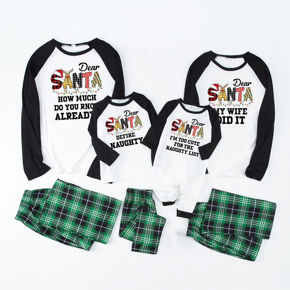 Dear Santa Spelling Design Christmas Matching Pajamas