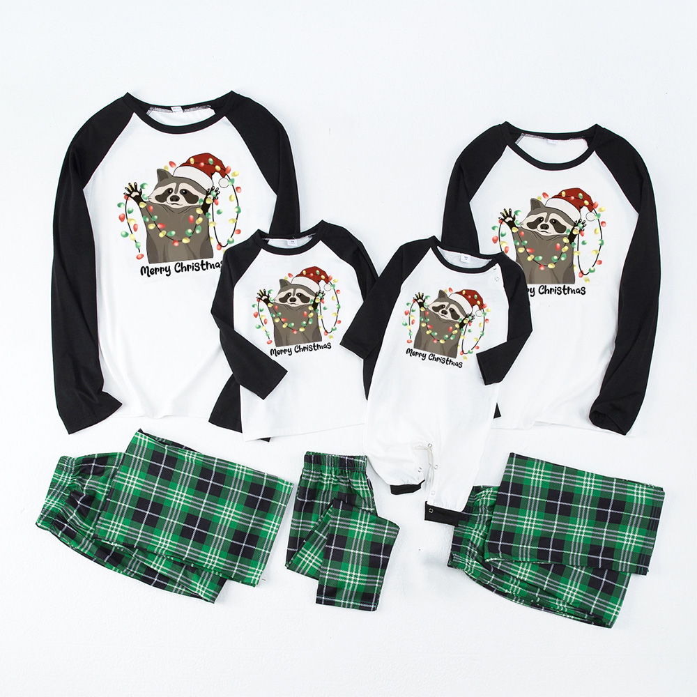 Christmas Raccoon Funny Animal Happy Holidays Gift Matching Pajamas