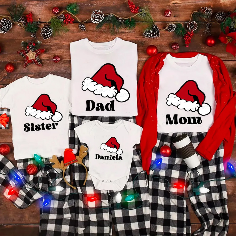 Santa Hat Personalized Matching Family Shirts