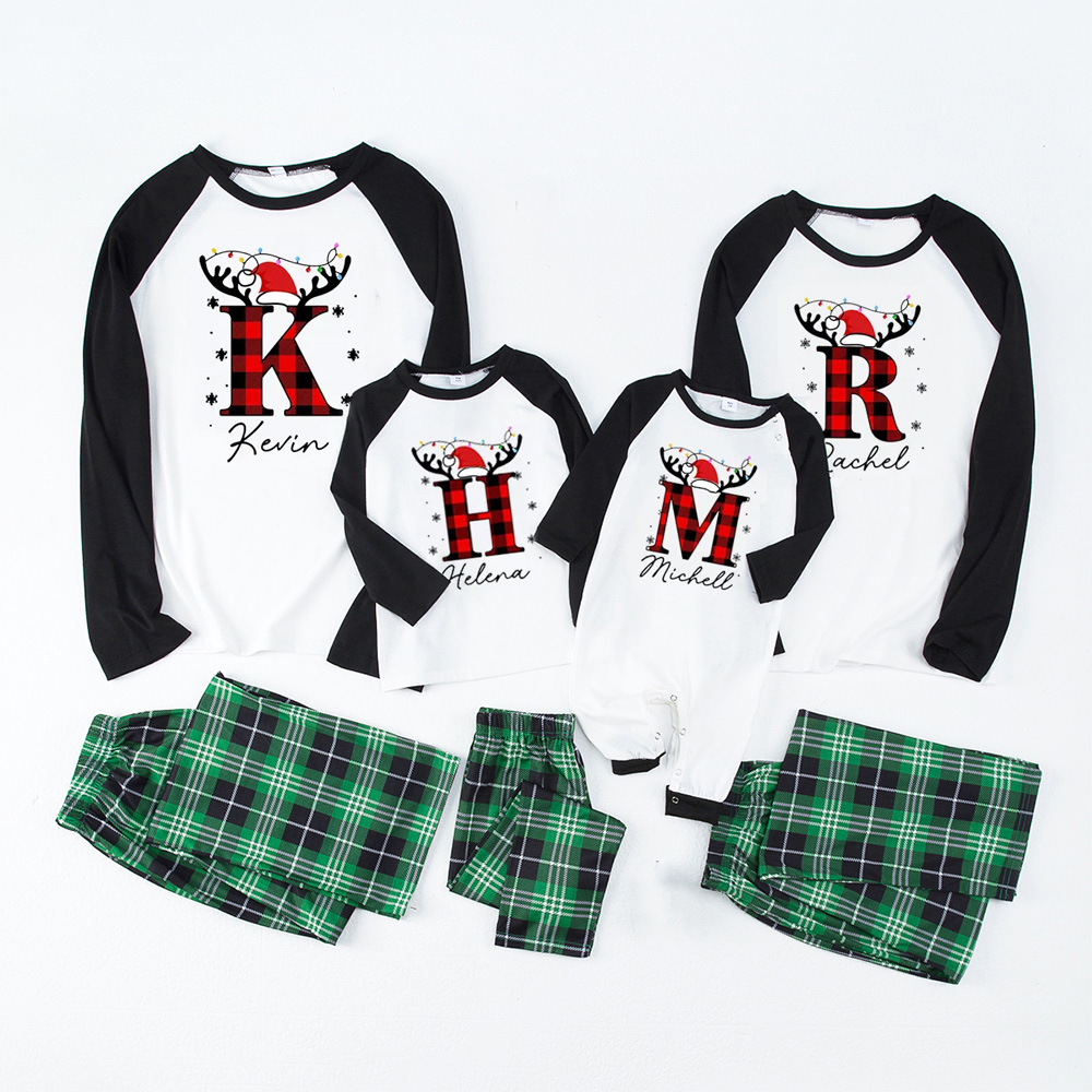 Personalized Elk Monogram Christmas Pajamas
