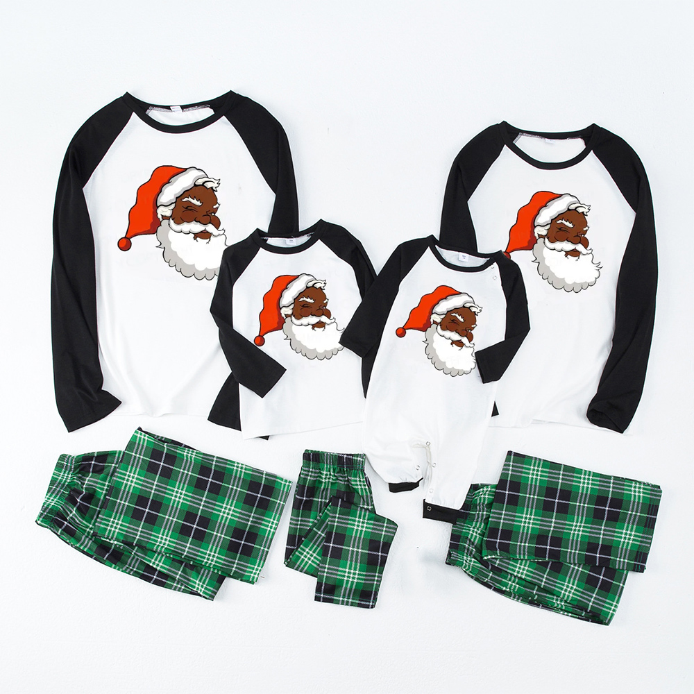 Santa African American Family Matching Christmas Pajamas