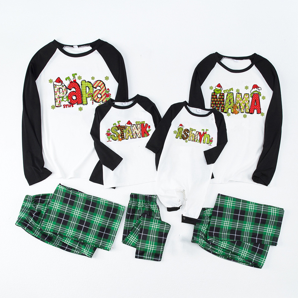 Personalized Christmas Doodle Letters Family Matching Pajamas