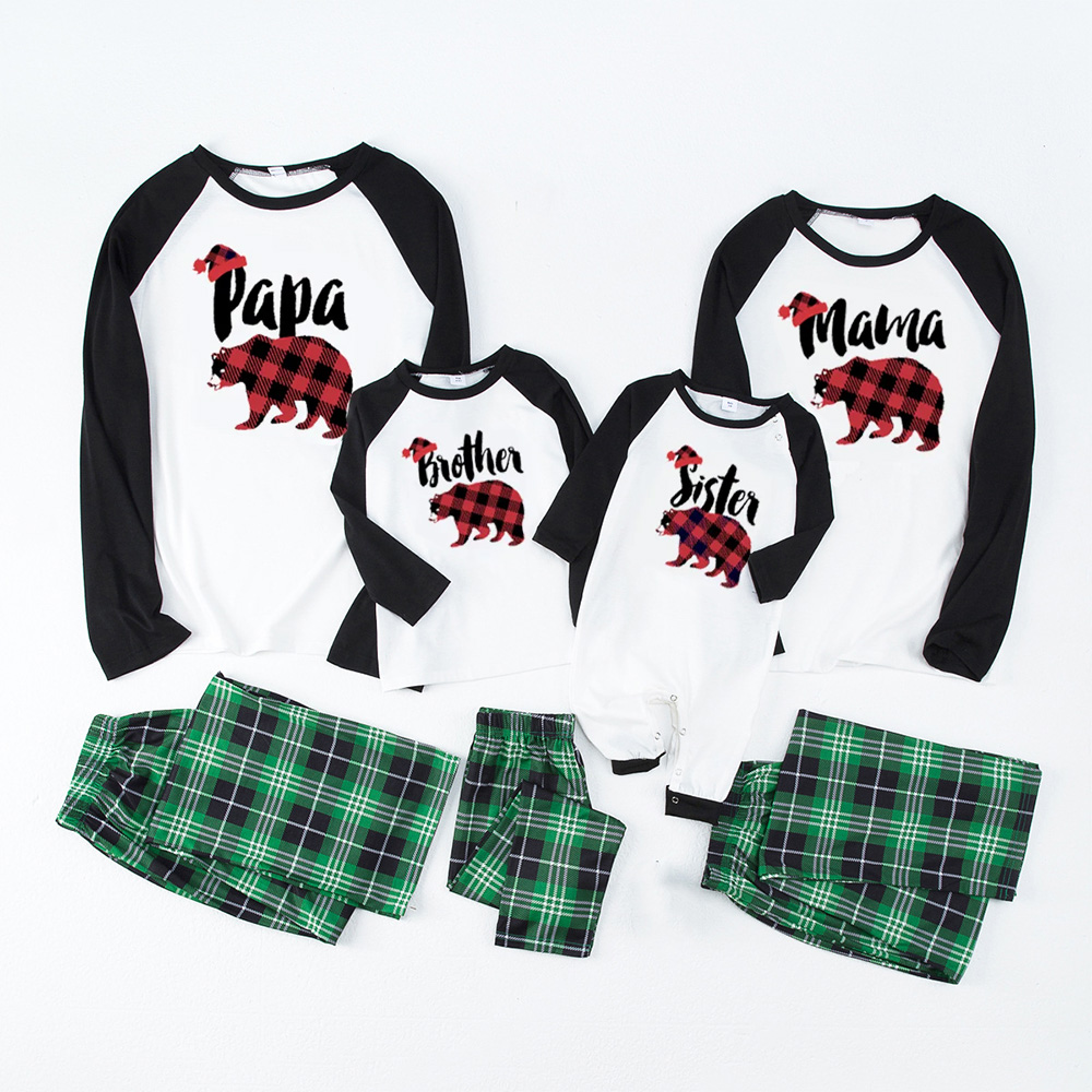 Personalized Plaid Bear Family Matching Pajamas