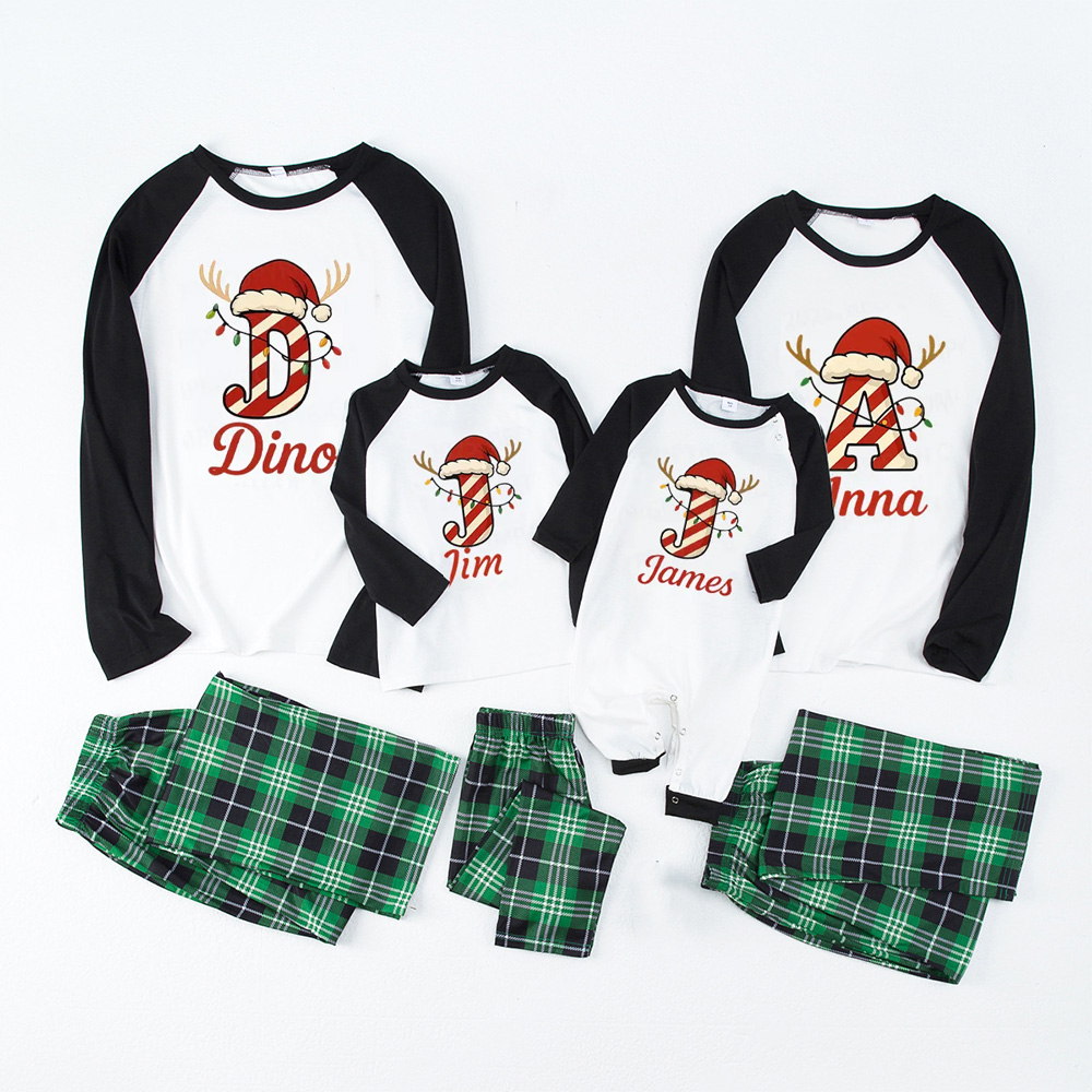 Personalized Candy Cane Name Family Matching Pajamas