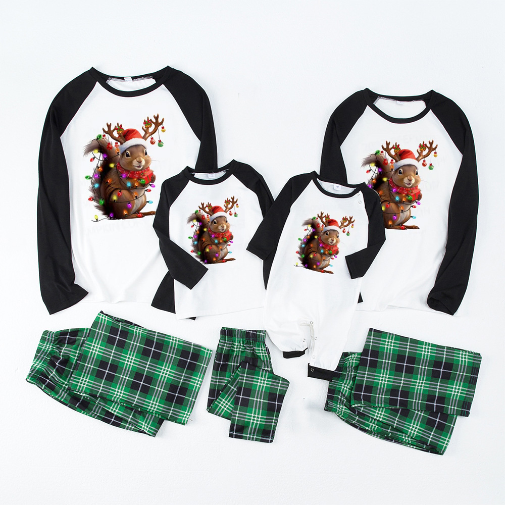 Squirrel Christmas Lights Christmas Family Matching Pajamas
