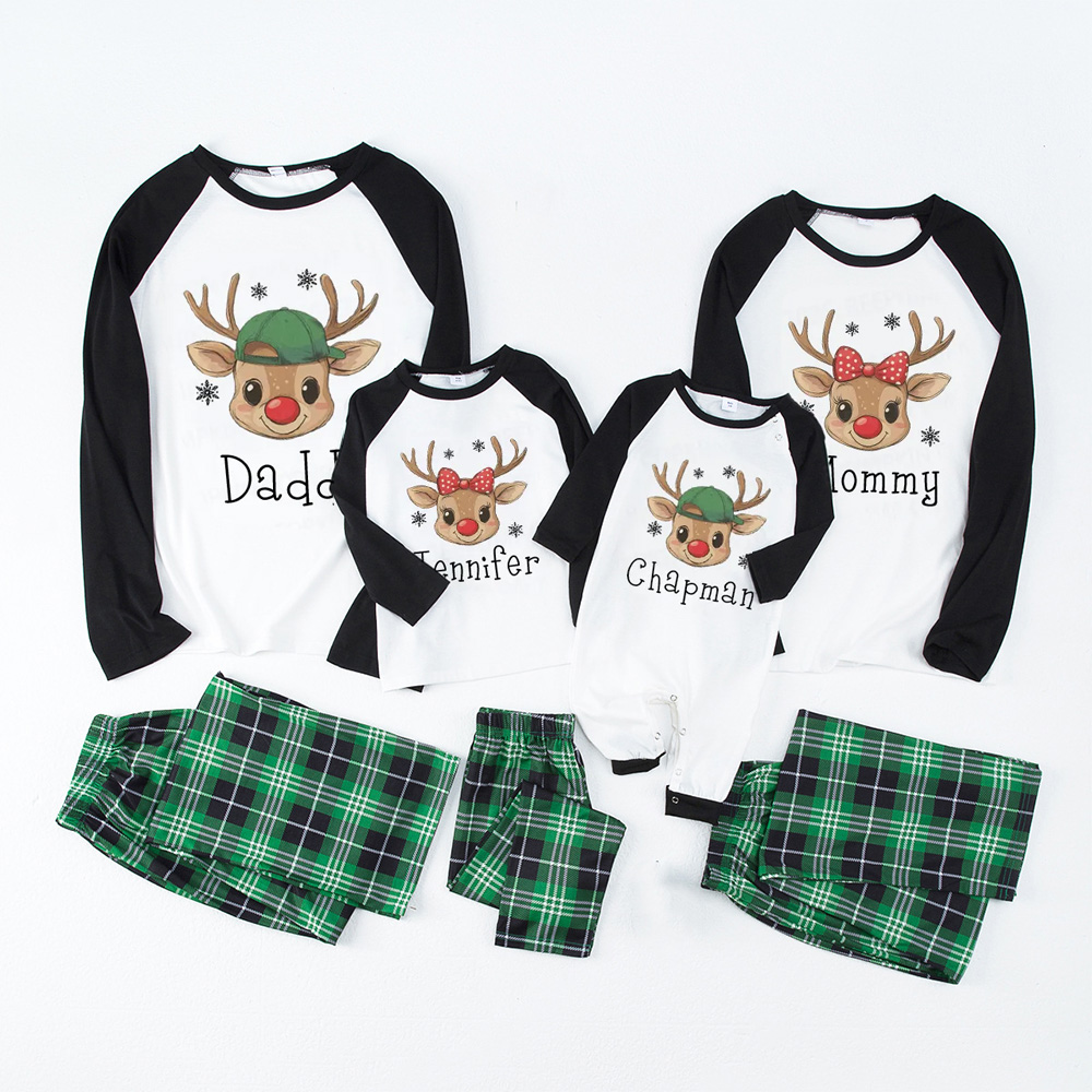 Personalized Reindeer Name Family Matching Pajamas