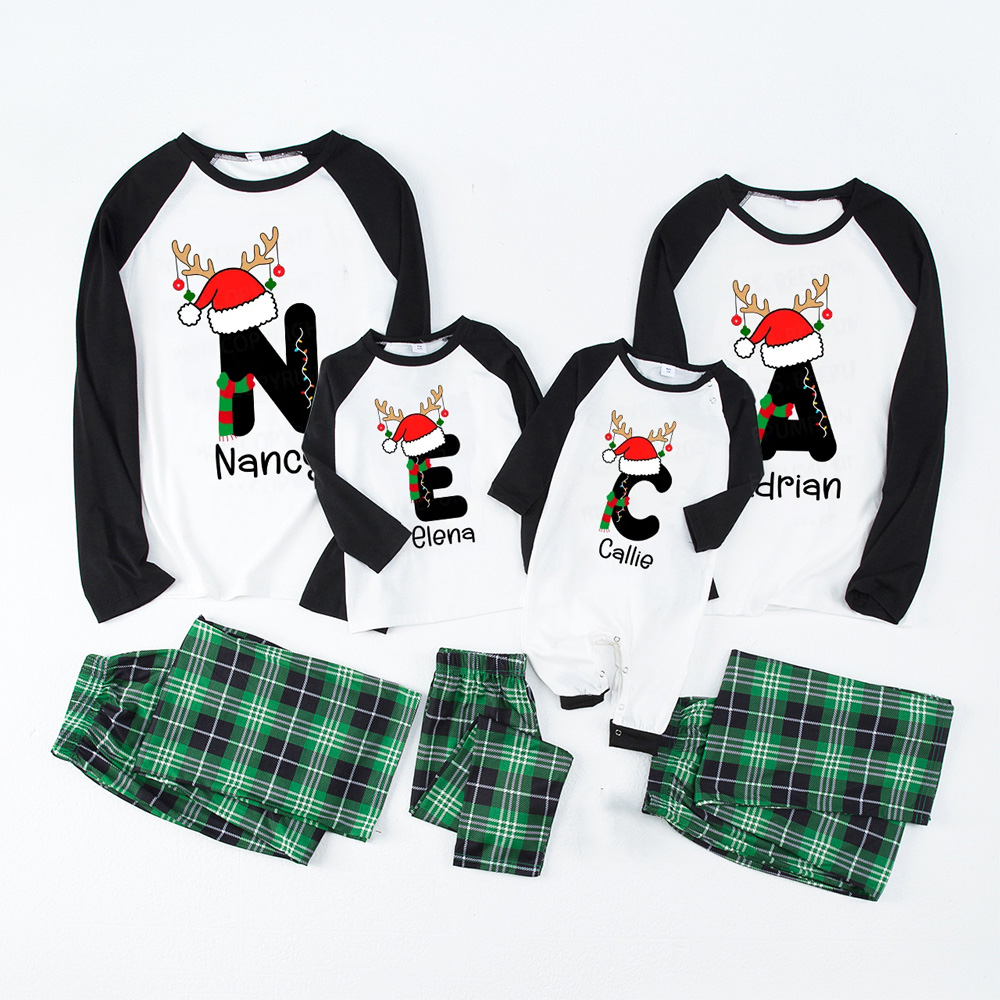 Personalized Christmas Alphabet Name Family Matching Pajamas