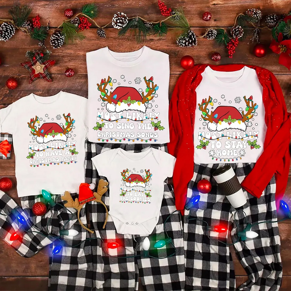 Personalized 6 Quotes Christmas Most Likely To Family Matching T-Shirts