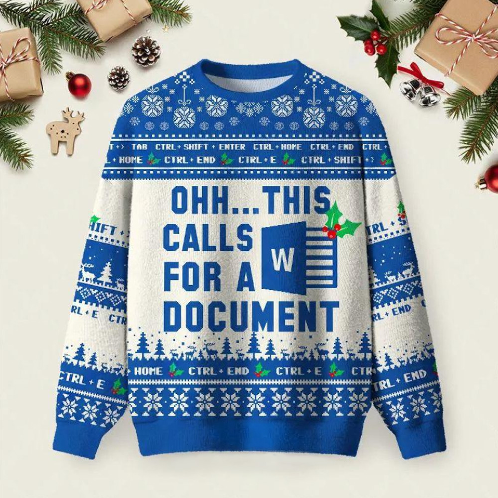 Ohh...This Calls for a Spreadsheet Ugly Christmas Fuzzy Fleece Sweatshirt-Word