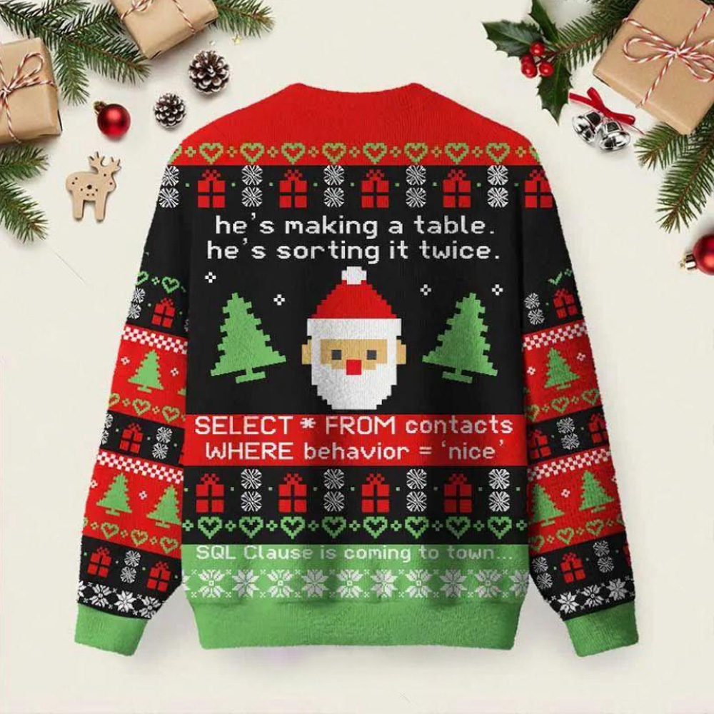 Sql Clause Is Coming to Town Ugly Christmas Fuzzy Fleece Sweatshirt