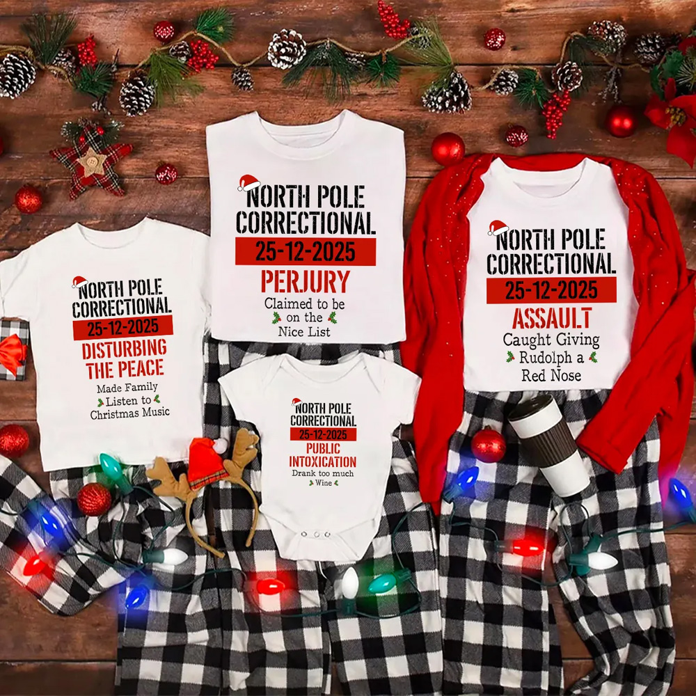 Funny Group Christmas North Pole Correctional Matching T-shirts