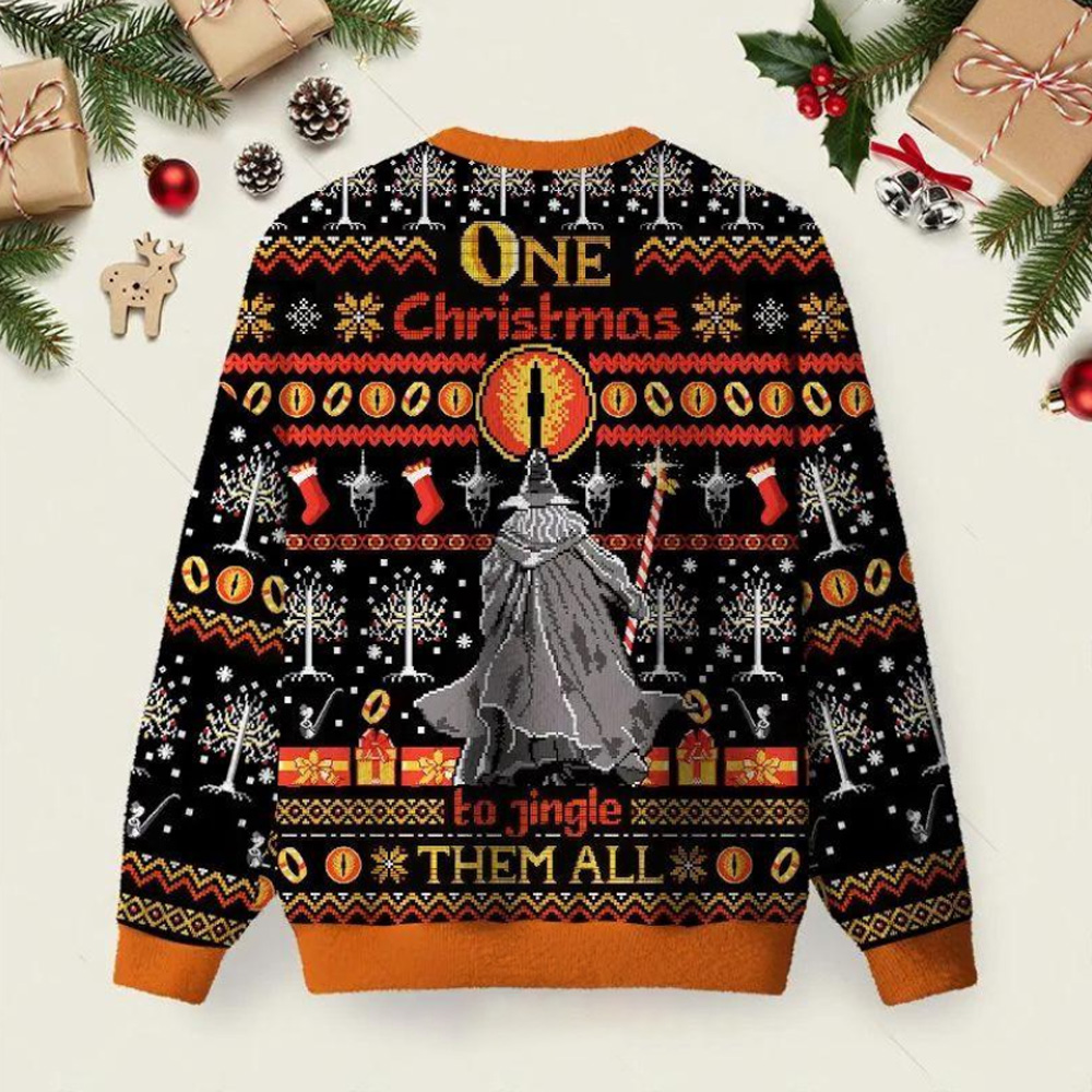 Gandalf Christmas Ugly Christmas Fuzzy Fleece Sweatshirt