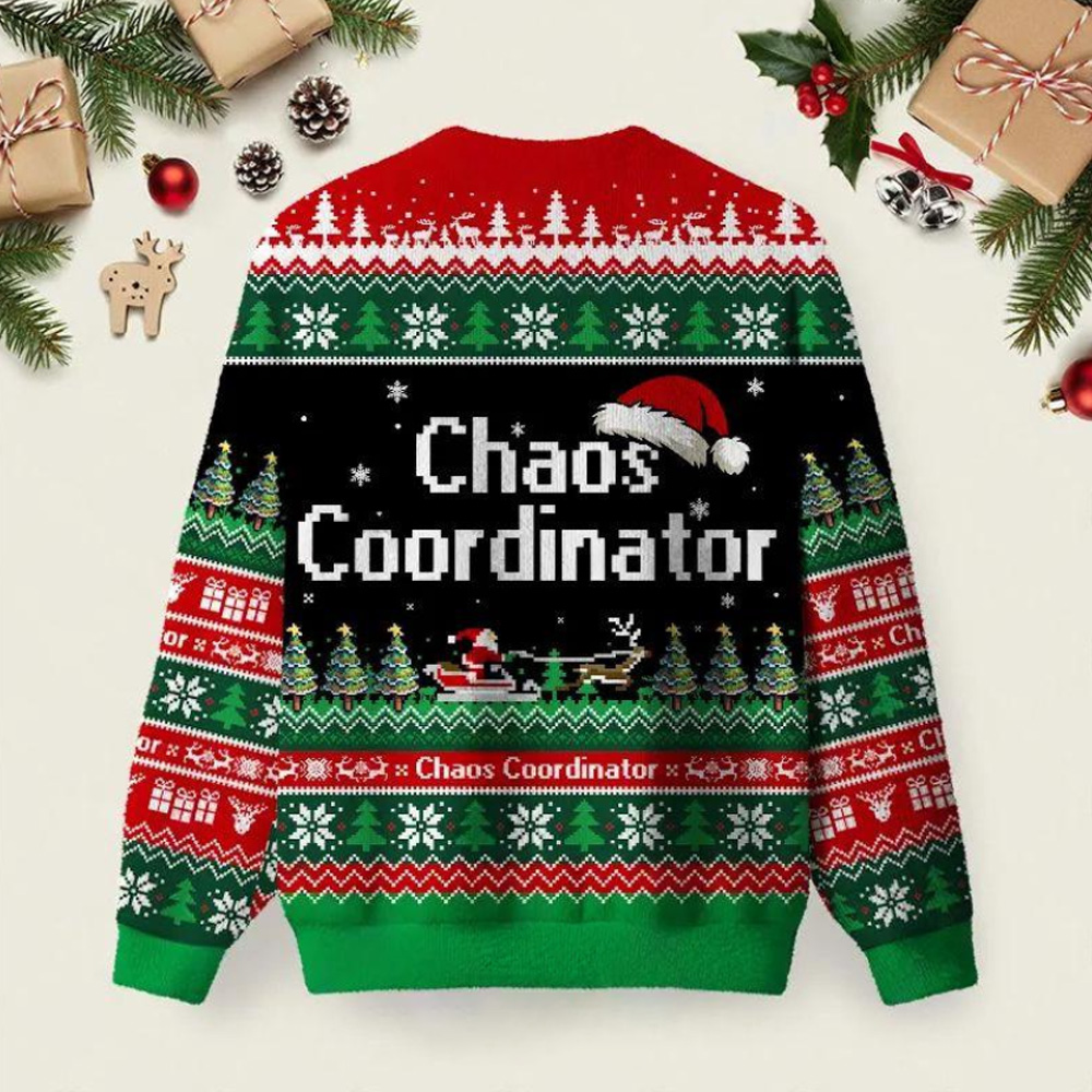 Chaos Coordinator Ugly Christmas Fuzzy Fleece Sweatshirt