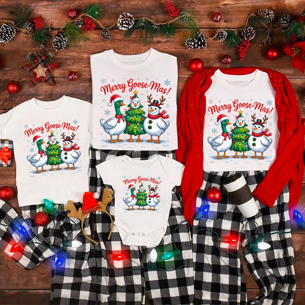 Funny Christmas Goose Christmas Family Matching T-Shirts