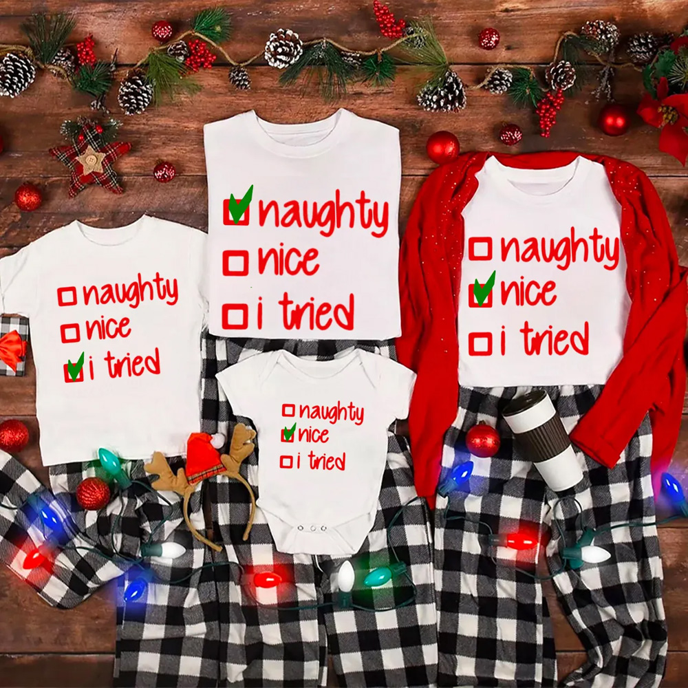 Personalized Naughty Or Nice Family Matching T-Shirts