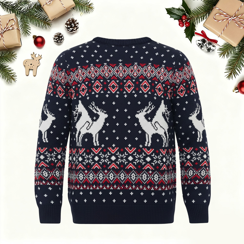 Reindeer Funny Ugly Christmas Sweater Navy