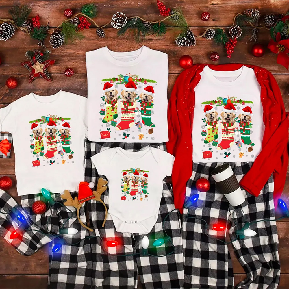 Personalized Paws & Claus Family Matching T-Shirts