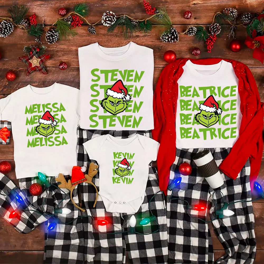 Personalized Green Name Family Matching T-Shirts