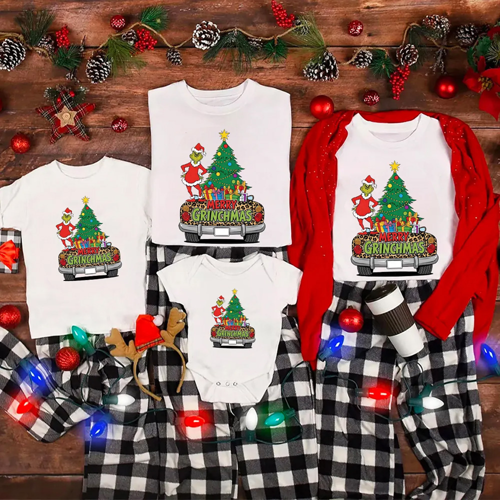 Festive Holiday Ride Family Matching T-Shirts