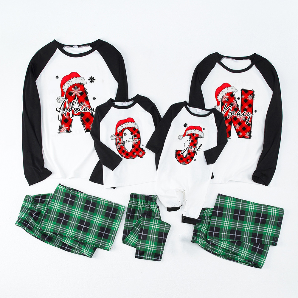 Personalized Santa Style Alphabet Christmas Family Matching Pajamas